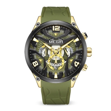 Men's wrist watches, D-4.6 cm, with a chronograph, 3 atm, luminous, green