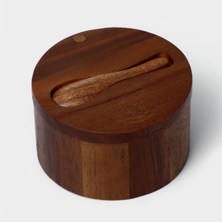 Bank for spices with a spoon, 10 × 6 cm, acacia-1
