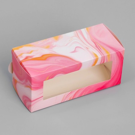 Makarun box, confectionery packaging "Marble", 12 x 5.5 x 5.5 cm-1