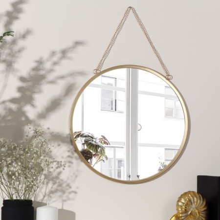 Mirror wall “reflection”, d mirror surface 31 cm, matte gold color-2