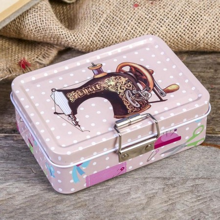 Casket Metal with a box "Sewing machine" MIX 4x12.5x9 cm