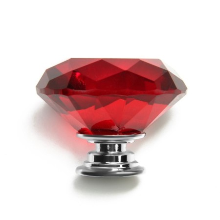 Handle button cappio, red color "diamond", glass, d = 40 mm-7