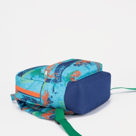 Baby backpack on a zipper, an external pocket, a reflective strip, the color of turquoise-4