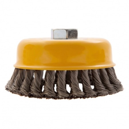 Denzel Ushm brush, 125 mm, M14, cup, twisted stainless steel. I wire 0.5 mm-1