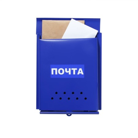 Mail box without a lock (with a loop), vertical, "mail", blue