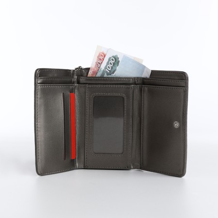 Women's wallet on the button, gray color-5