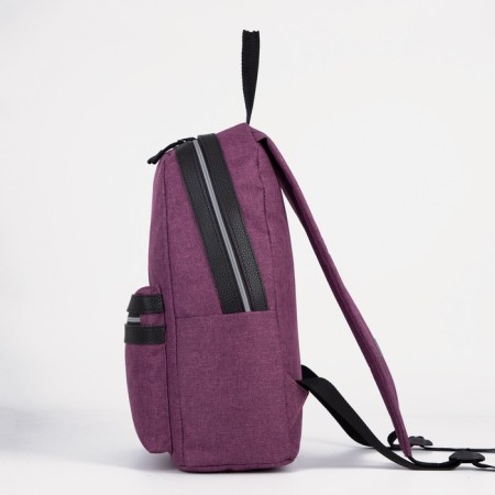A backpack with a zipper, "saxi", outer pocket, lilac color-3