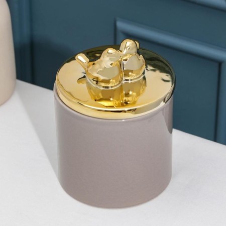 Ceramic bank for bulk products of the Golden Wing, 750 ml, beige color-1