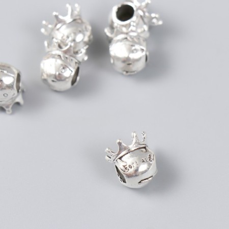 Bead for creativity Metal "Prince" silver 1x1.1 cm-1