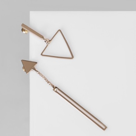 Hanging earrings "Geometry" Triangles, color gold, 7.5 cm
