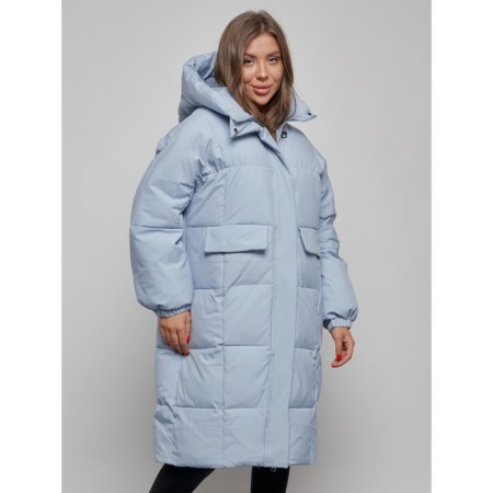 Coat insulated winter female, size 48, blue color-8