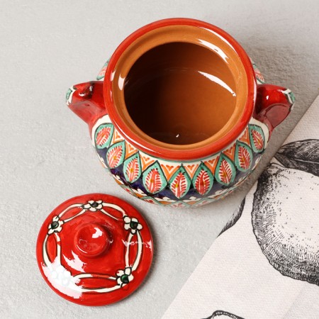 Sugar of Rishtan ceramics "Patterns", 500 ml, red-3