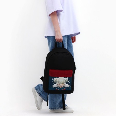 School Youth Backpack "Anime", 33x13x37, Lightning Department, N/Pocket, Black, Red-9