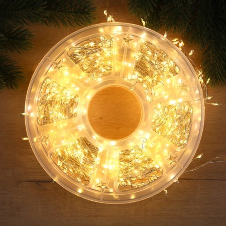 Girland "Mishura" 50 m Rosa, IP44, silver thread, 1500 LED, 8 modes, glow warm white, 36 V