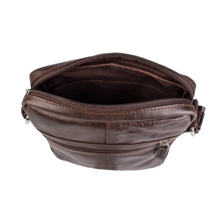 Male bag, lightning department, 1 external pocket, adjustable belt, brown color-2