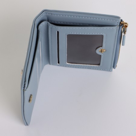 Women's wallet on the button, blue color-4