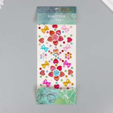 Sticker of rhinestones plastic "Rose and bows" MIX 25x10 cm-3
