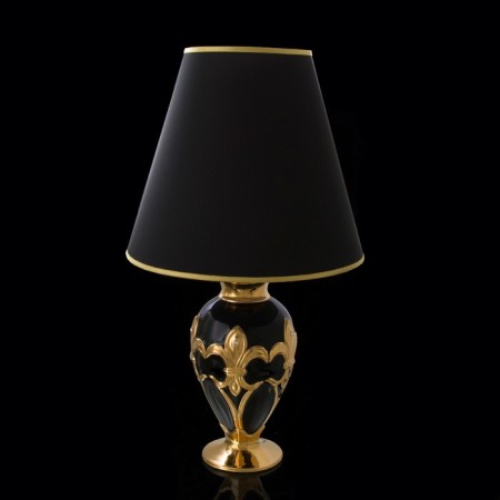 Lamp "Morava", black with gold, ceramics, 17x17xh: 35 cm