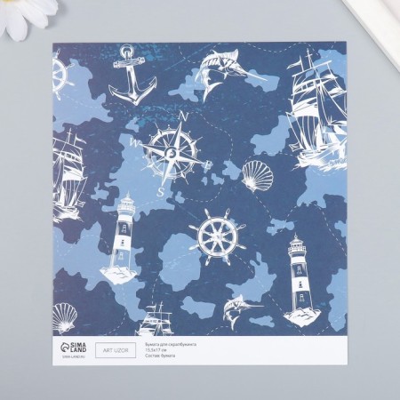 Scrapbooking paper "Sea Way" density 180 g 15.5x17 cm-1