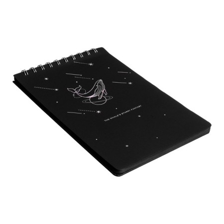 A5 sketchbook, 30 black sheets on the crest, “whale”, solid substrate, density 110 gr., Mix-4