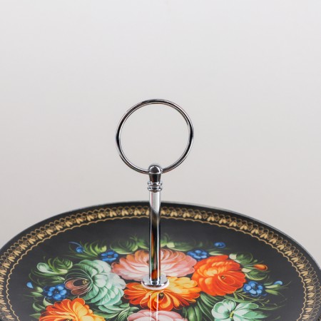 Fruitor Glass Buel -tier round share "Folk motifs", D = 25/20 cm, black color-1