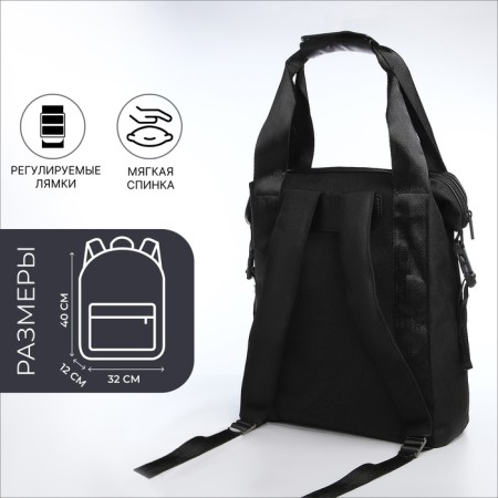 A backpack with a zipper, 2 external pockets, black color-1