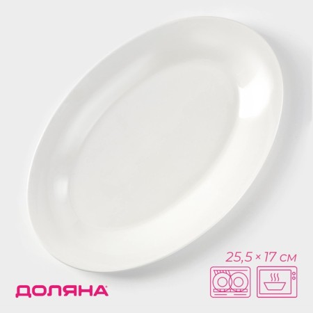 Oval porcelain dish with a thickened edge of the White Label shares, 25.5 × 17 × 2 cm, white color