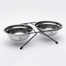 A set of 2 bowls on a stand, 2 x 700 ml, black stand