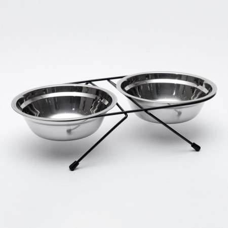 A set of 2 bowls on a stand, 2 x 700 ml, black stand