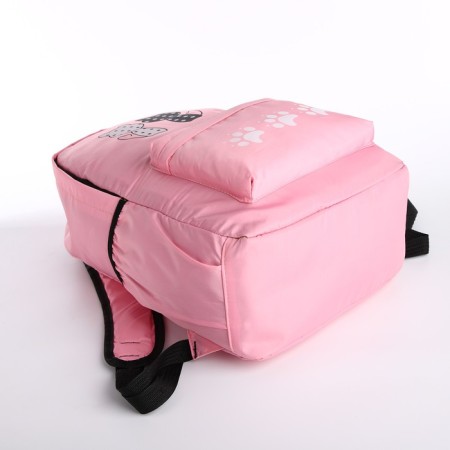 Youth backpack from textiles, 3 pockets, wallet, pink color-5