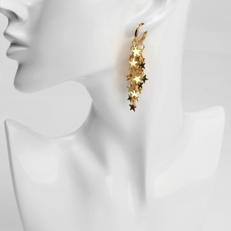 Earrings hanging "party" stars, color gold-2