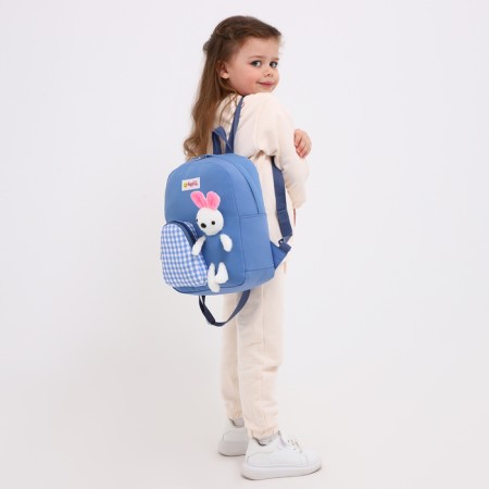 Baby backpack on lightning, 3 outer pockets, blue color-3