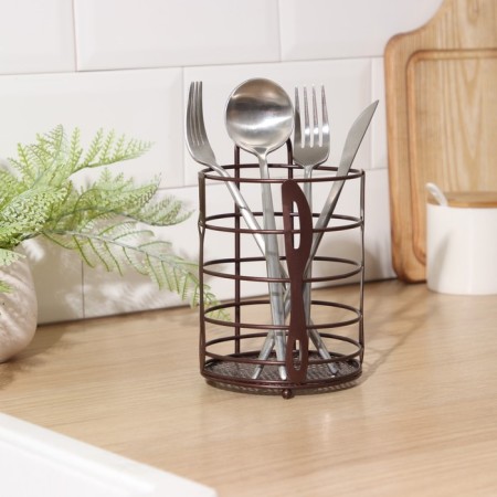 Drywall for cutlery shares, 17.5 × 11 × 11 cm, brown color