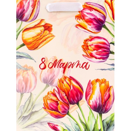 Gift Vertical Gift "Bright Tulips", MS 18 x 23 x10 cm-1