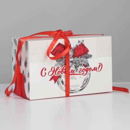 Capcake box "Happy New Year", 16 x 8 x 10 cm, new year-1