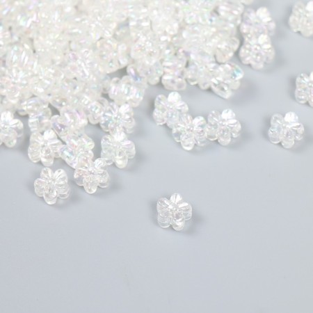 Beads for creativity plastic "Flower. White mother -of -pearl" set 20 grams 0.7x0.7x0.4 cm