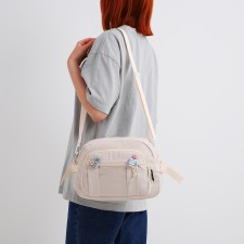 Youth bag with a zipper, white color