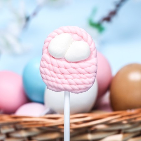 Caramel on a stick "Basket with eggs" pink 20g