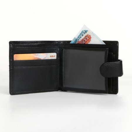Male purse on the button, separation for SIM cards, black color-4