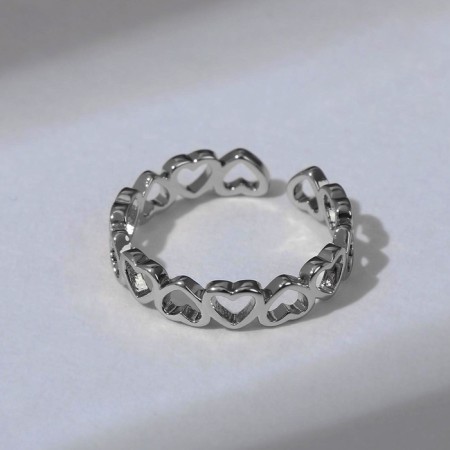 Ring "Clock from the hearts", the color is silver, dimensionless-2