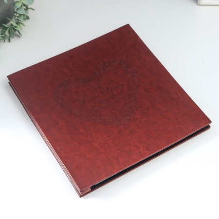 Photo album magnetic 20 sheets "openwork heart" to leatherette, brown 34x32.5x3 cm-4