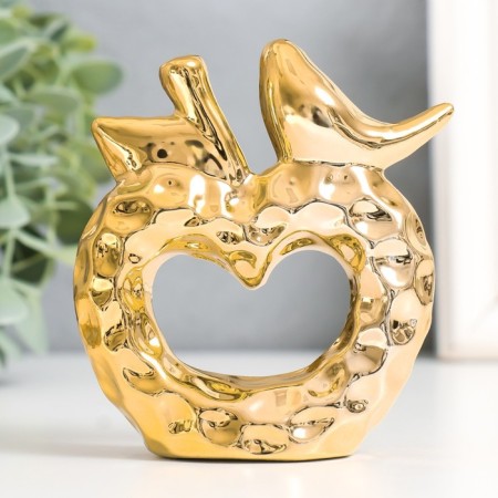 Souvenir Ceramics "Bird on an apple" Gold 10.3x3.3x10.3 cm-2