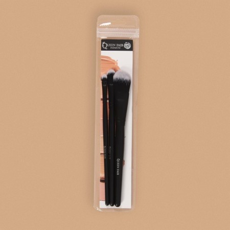 A set of makeup brushes "Premium Brush", 3 items, PVC - cover, black color Black-3