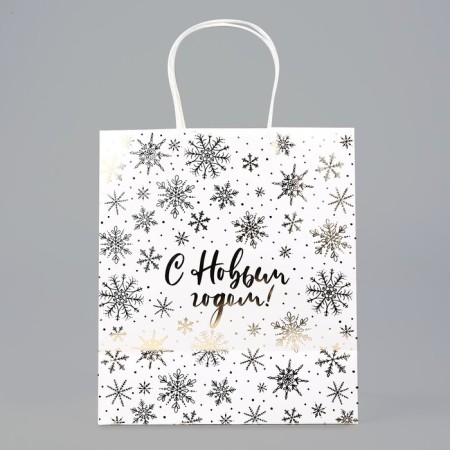 Package Gift New Year's craft "Snowflakes", 22 x 25 x 12 cm, New Year-2
