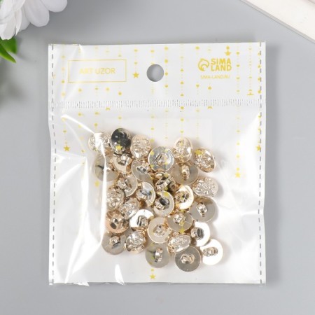 Buttons plastic for creativity on the leg "heraldic lily" gold set 30pcs 1.2x1.2 cm 94135-3