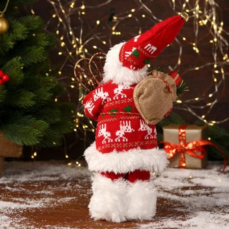 Santa Claus "in a red fur coat, cap and gifts" 30 cm-2
