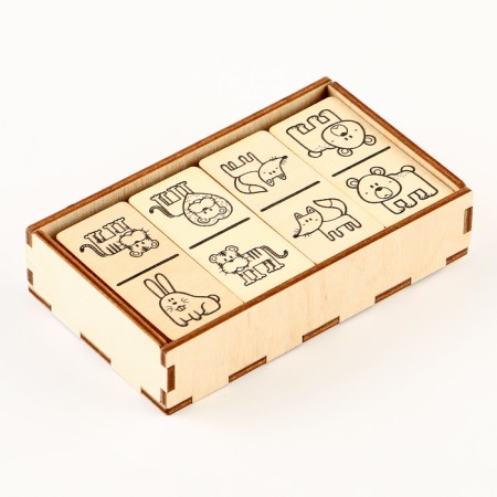 Domino wooden "animals" 28 chips 60x27 mm