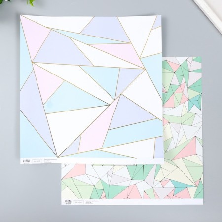 Scrapbooking paper bilateral gold "Triangles" density 180 g 30.5x32 cm