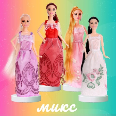 Synthi-tricked-up doll in a dress, long hair, mix-3