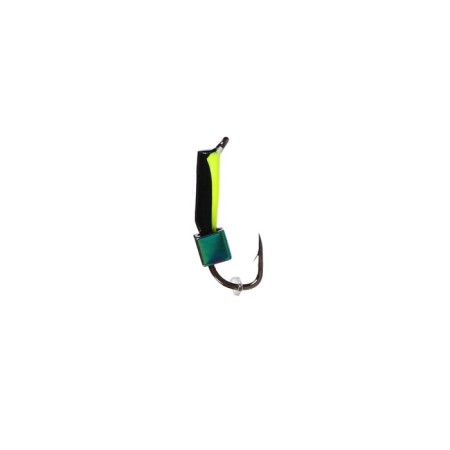 Mormyshka Black column, lime abdomen + chameleon cube 0.3 g-1